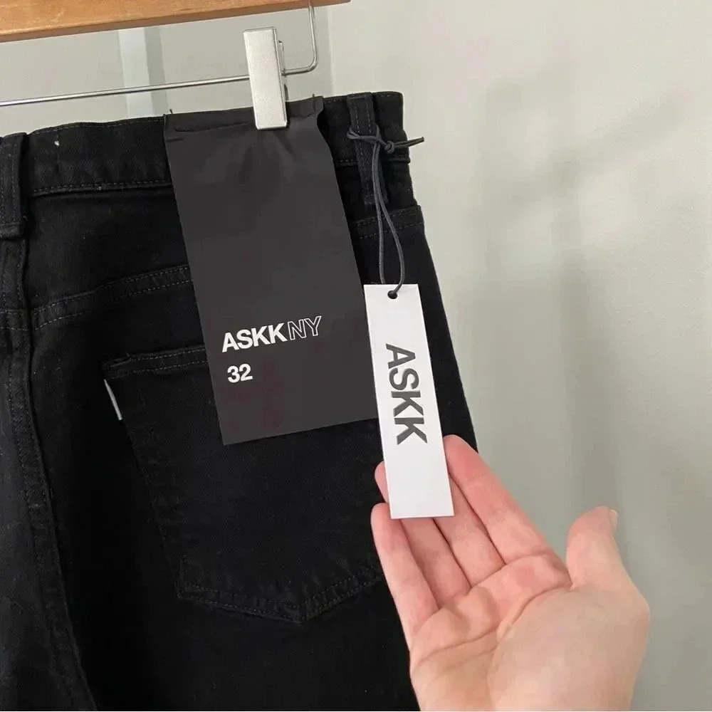 NWT AskkNY Slim Crop Wide Leg Jeans Black Resin size 32 - Picture 8 of 10